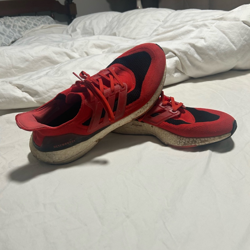 Adidas Red and Black Boost Sneakers
